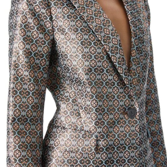 Alice + Olivia Macey Metallic Satin Jacquard Blazer NWT Size 4 - Picture 9 of 10